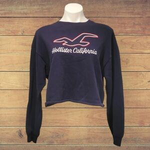 Hollister Size Small Dark Blue Cropped Logo Sweatshirt